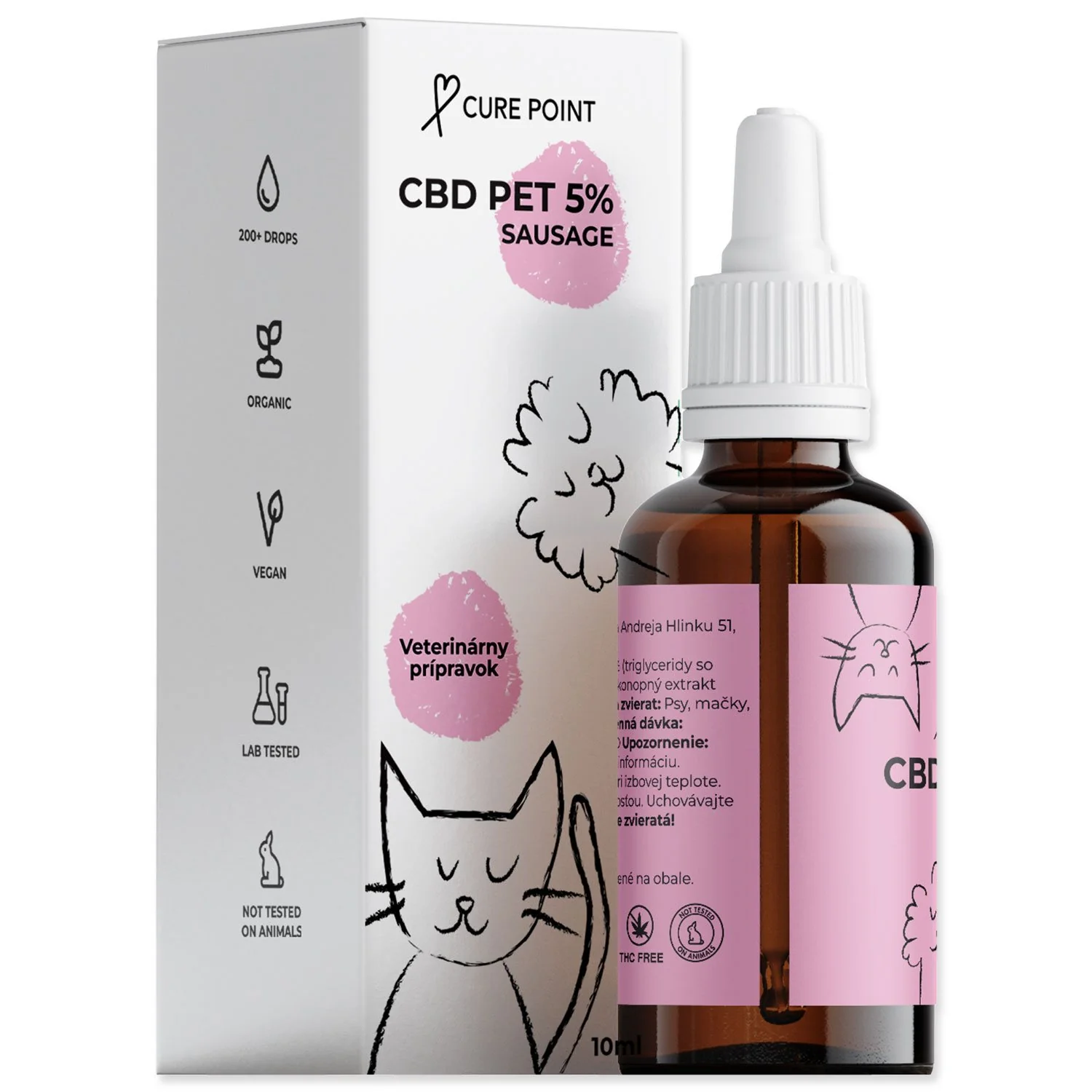 Cure Point Olej CBD PET 5% klobása 10ml