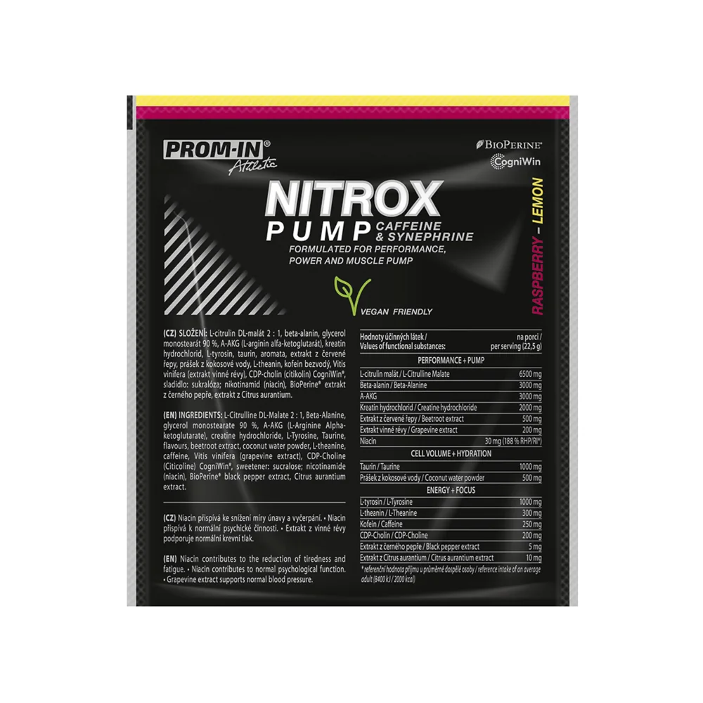PROM-IN Nitrox Pump caffeine & synephrine 22,5 g malina-citron