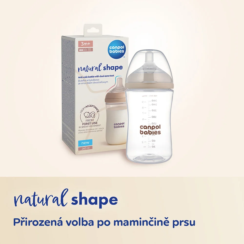 Canpol babies Natural Shape Antikoliková lahev 260 ml
