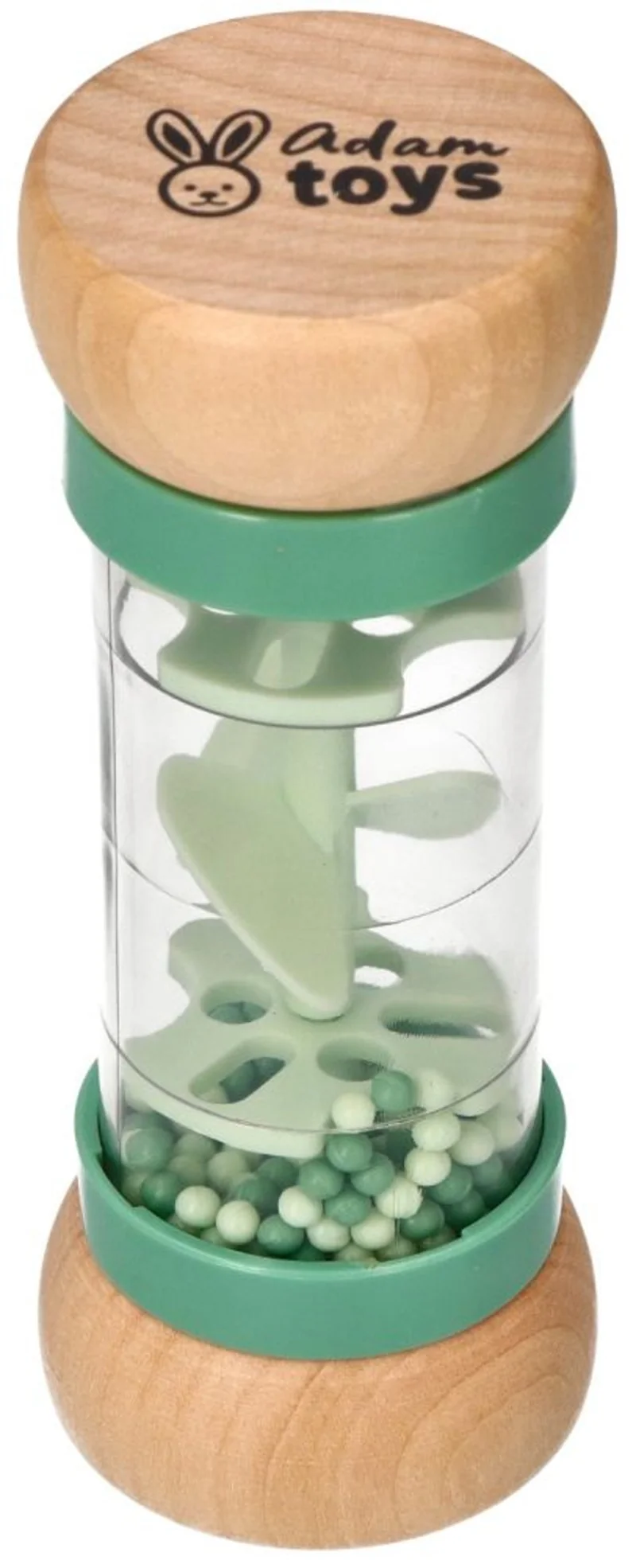 Adam Toys Dřevěné chrastítko/dešťová sprcha s kuličkama, Koník - mátové