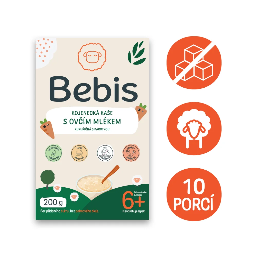 Bebis Kojenecká kaše s ovčím mlékem kukuřičná s karotkou 200 g