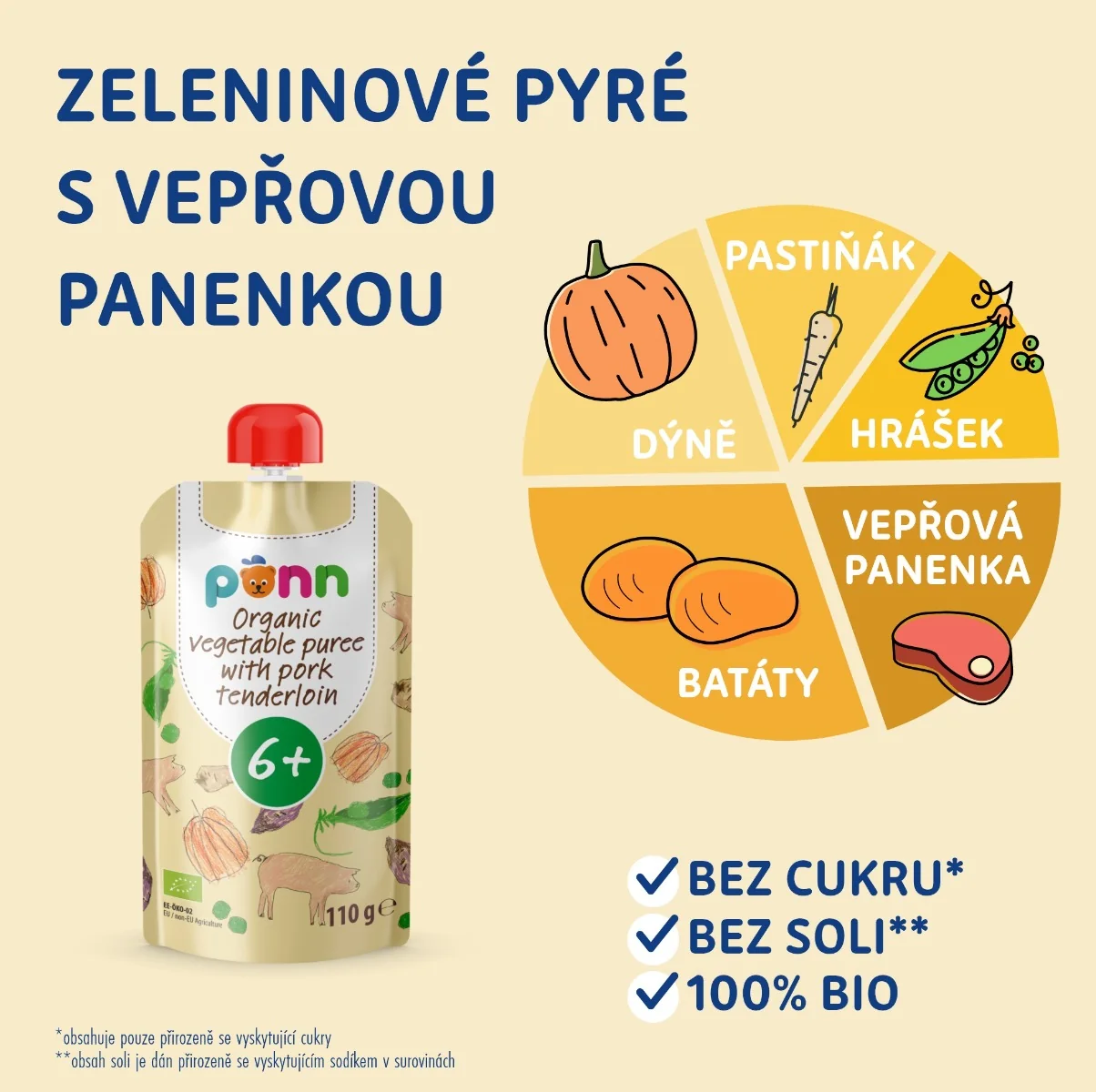 SALVEST Põnn BIO Vepřová panenka se zeleninovým pyré 110 g