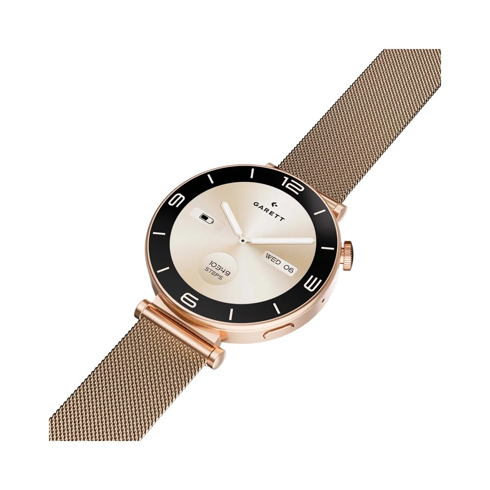 Garett Smartwatch smart hodinky Rose Gold Mesh Steel