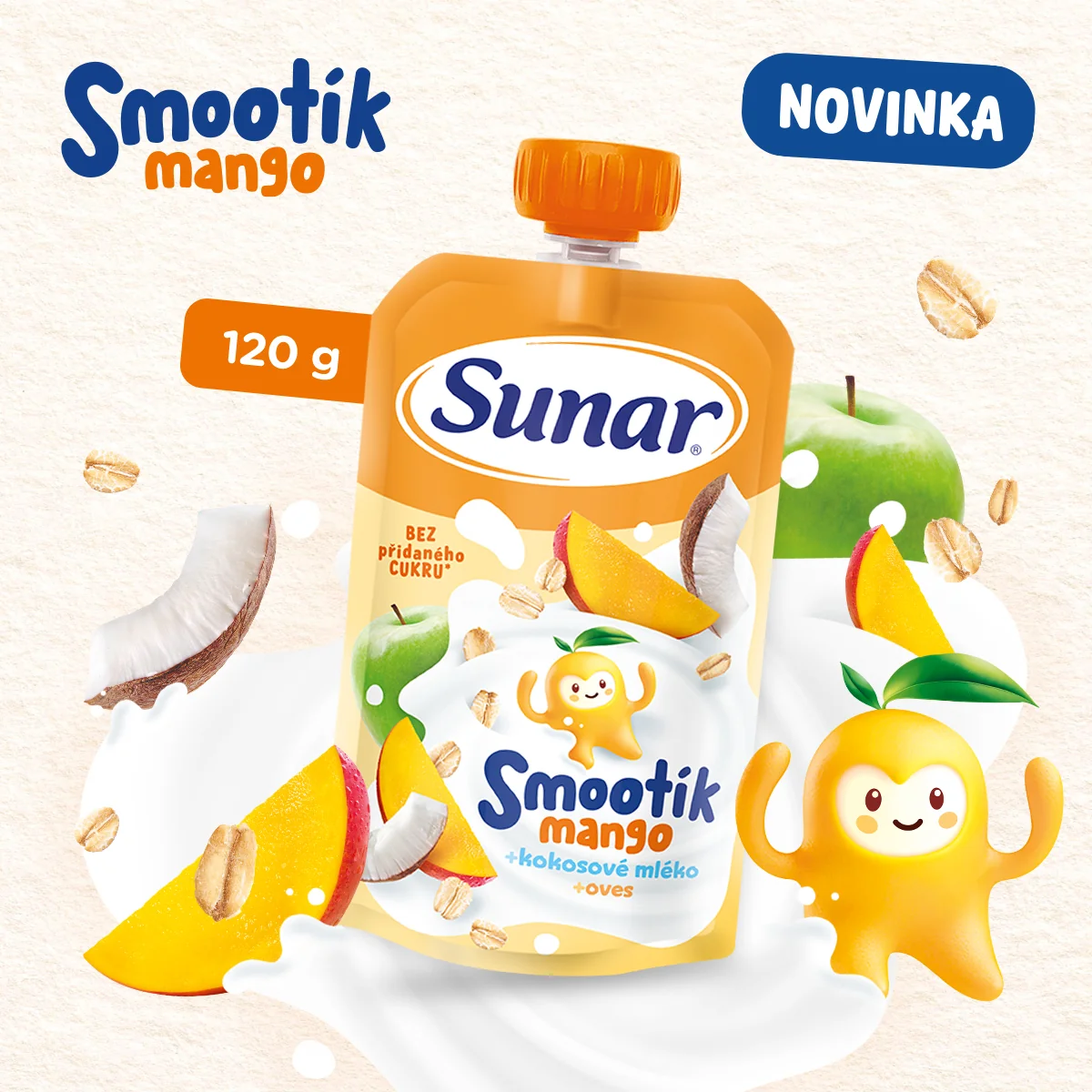 Sunar Smootík Mango, kokosové mléko, ovesné vločky kapsička 120 g