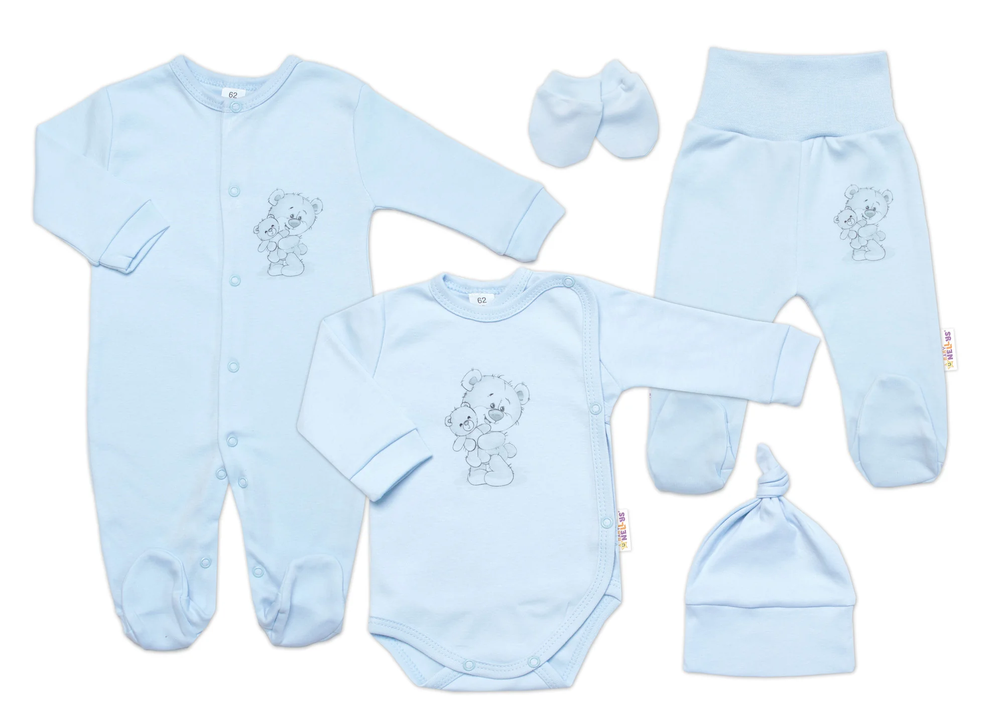 Baby Nellys Soupravička pro miminko, 5D, Little Teddy, modrá, vel. 62