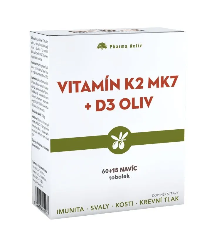 Pharma Activ Vitamín K2 MK7 + D3 OLIV 60+15 tobolek