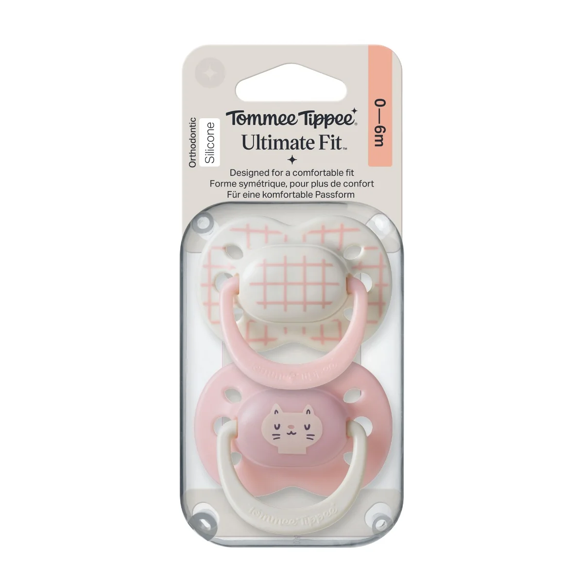 Tommee Tippee Ultimate Fit silikonový dudlík 0-6m, Girl 2 ks růžová