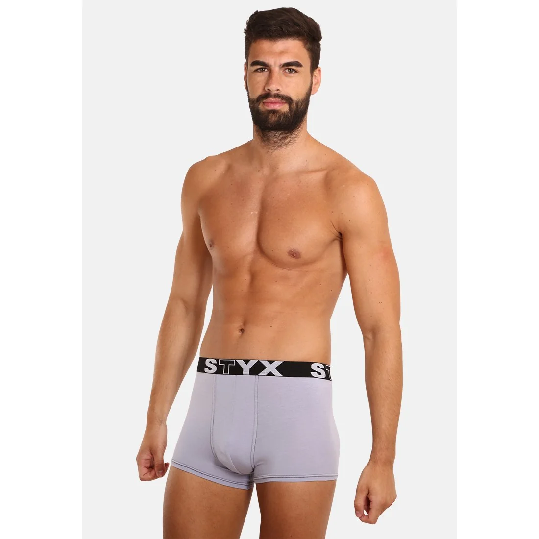 Styx Pánské boxerky sportovní guma světle šedé (G1067) L