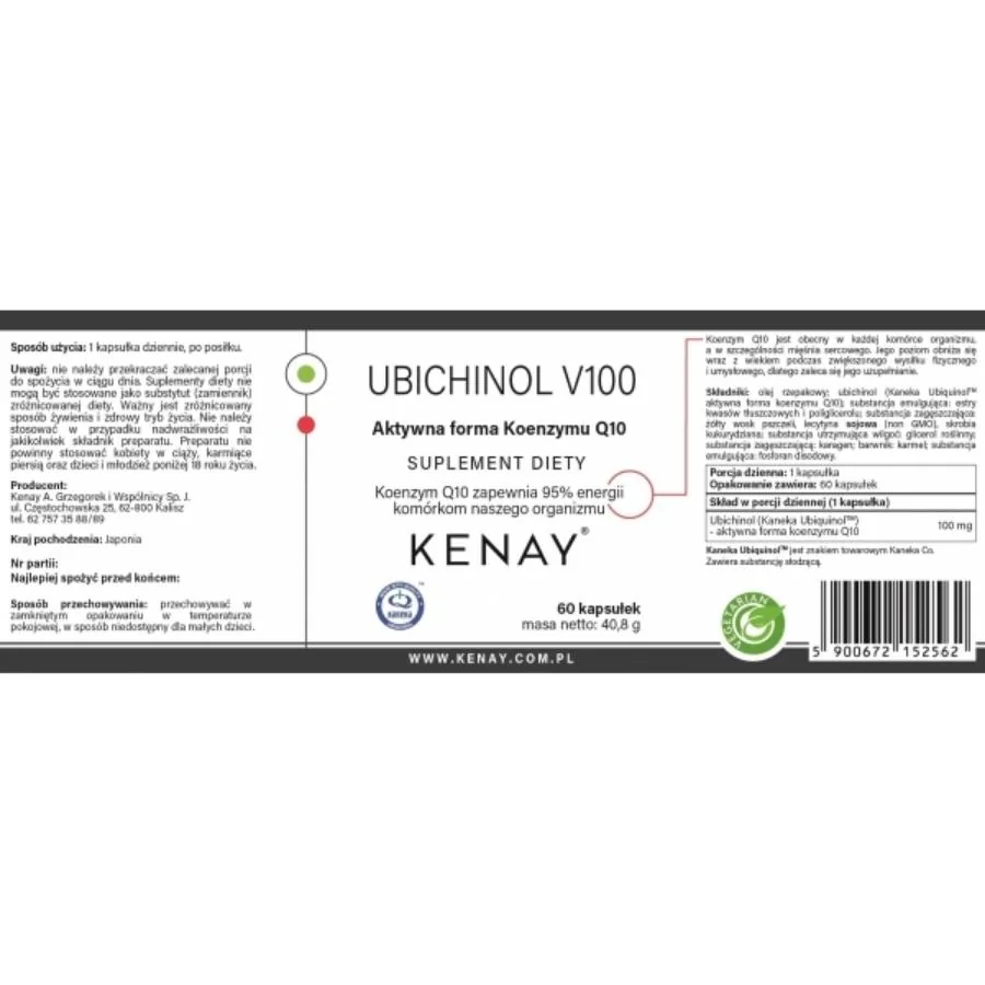 Kenay Ubichinol V100 100 mg 60 kapslí