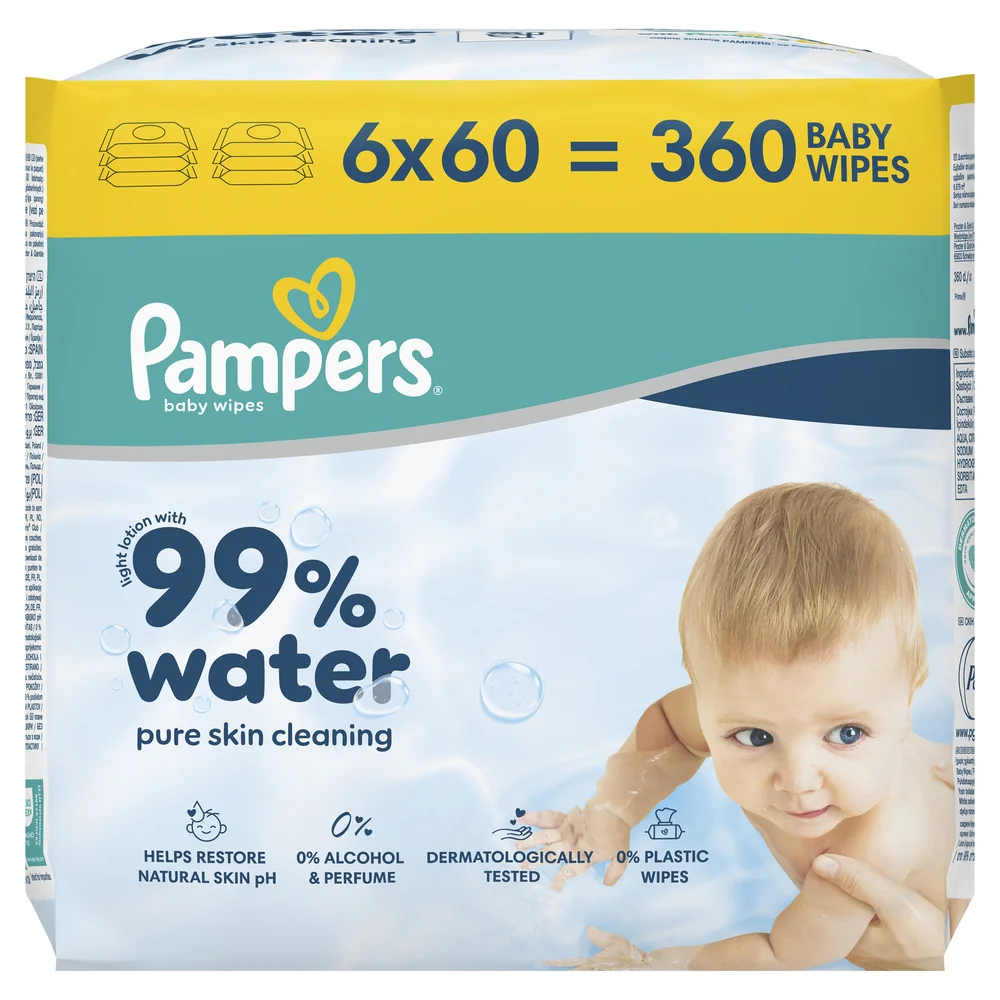 Pampers 99 % Water dětské čisticí ubrousky 6x60 ks
