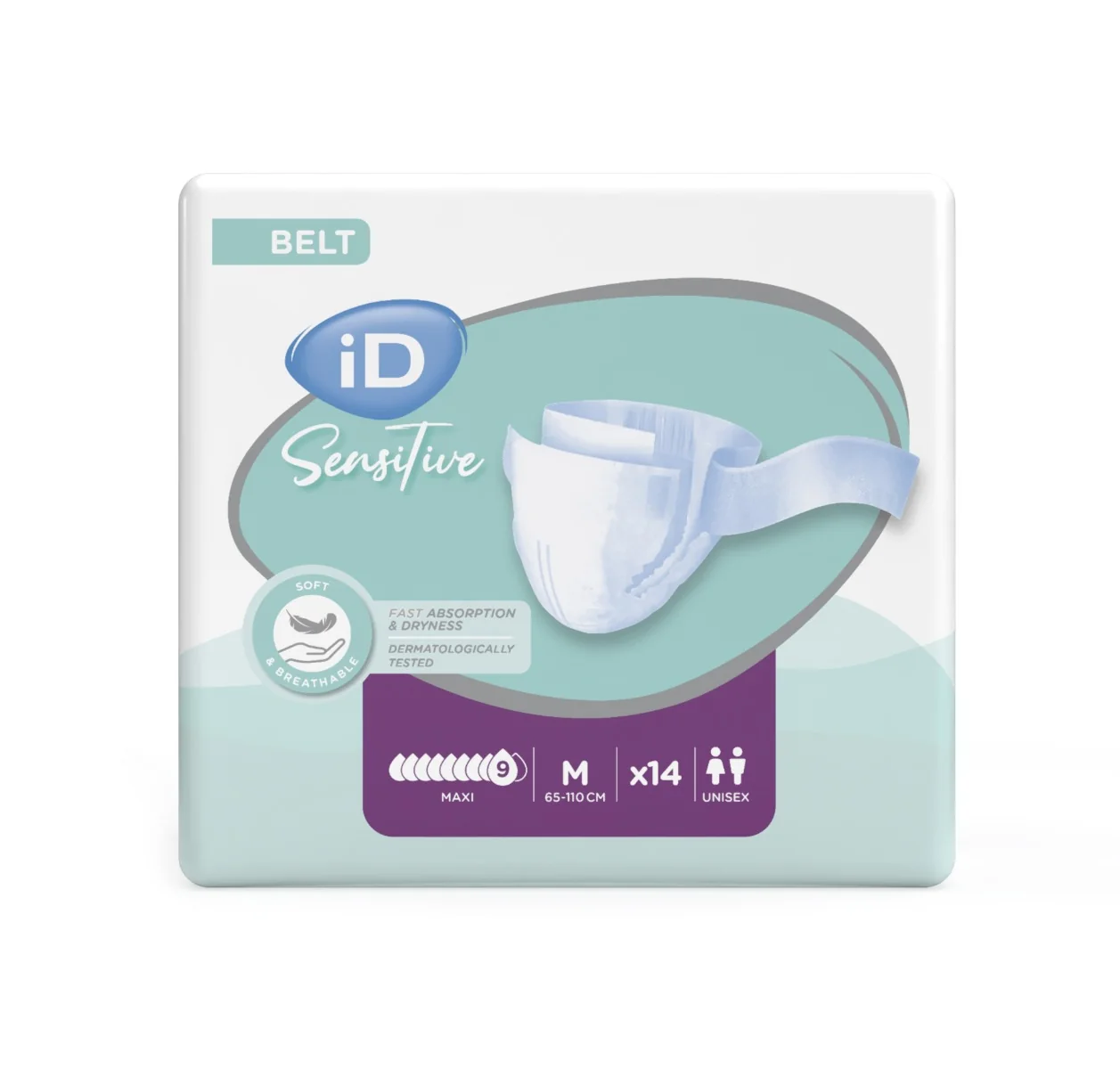 iD Sensitive Belt Medium Maxi inkontinenční pleny 14 ks