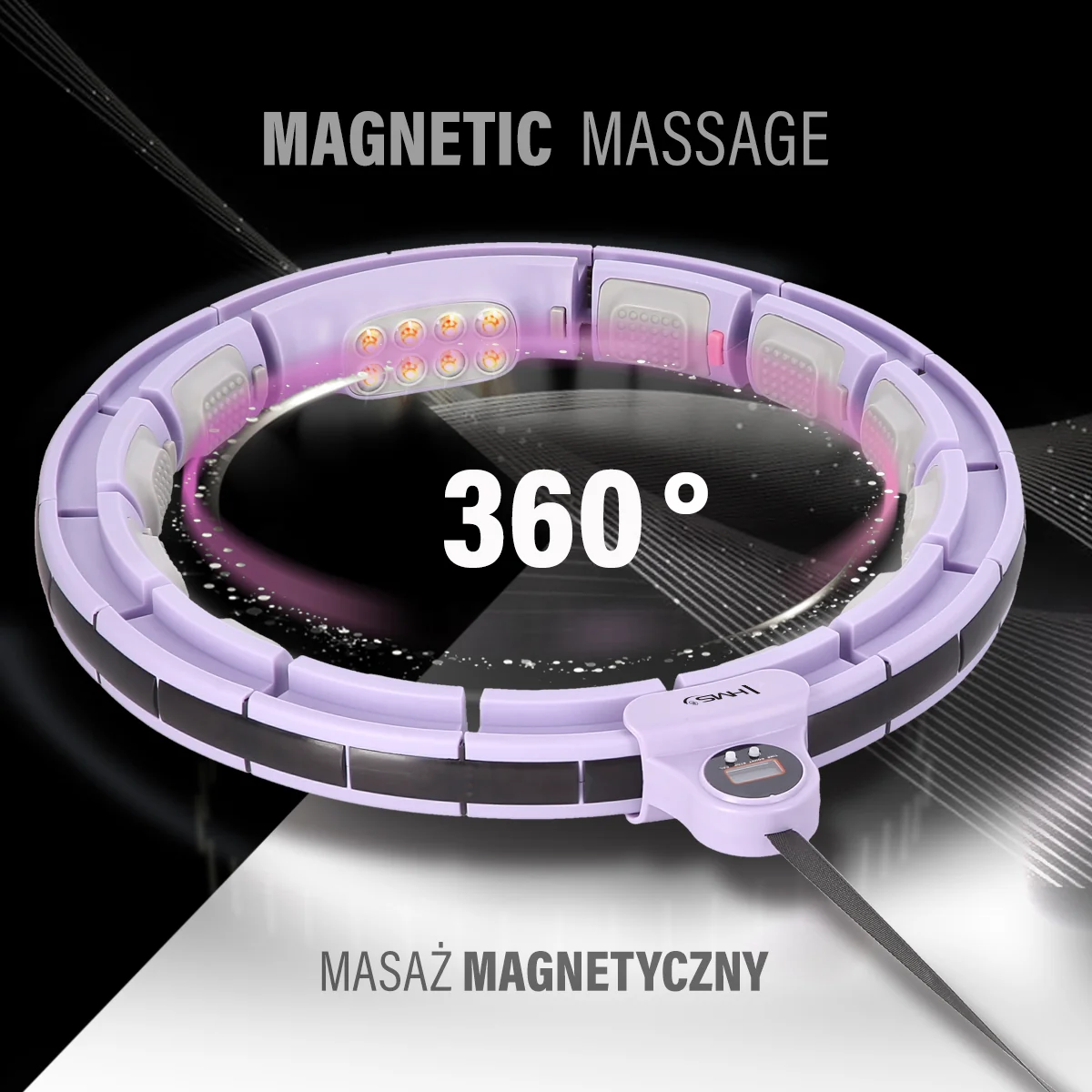 HMS Masážní hula hoop HHM13 se závažím, magnety a počítadlem fialová