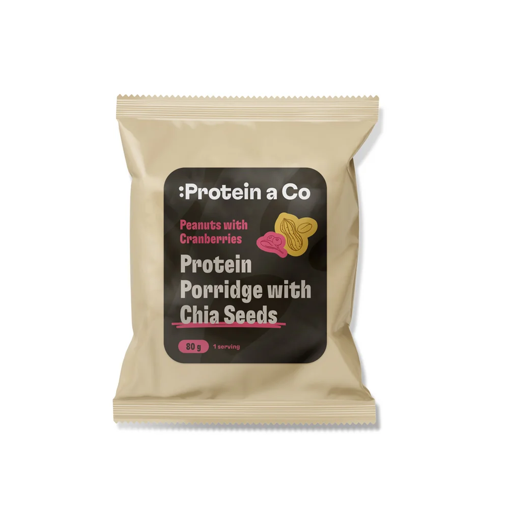 Protein a Co Proteinová kaše s chia 80 g Arašídy s brusinkami