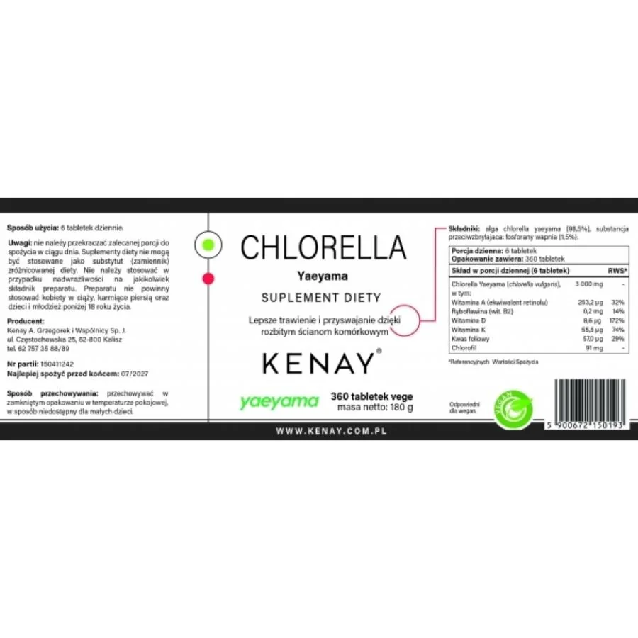 Kenay Chlorella Yaeyama chlorella vulgaris 360 tablet