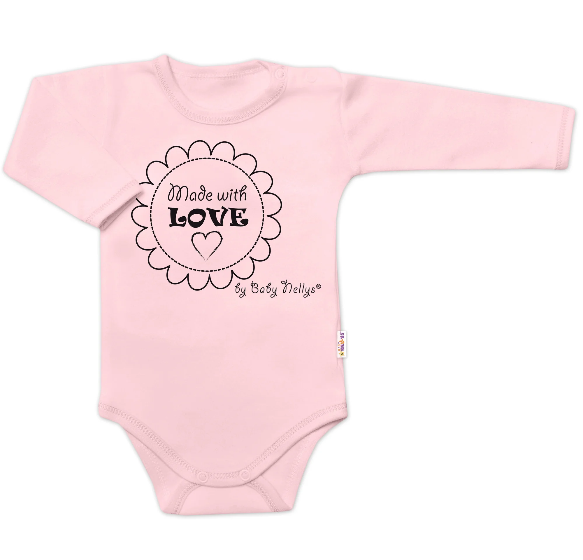 Baby Nellys Body dlouhý rukáv Made with love,  růžové
