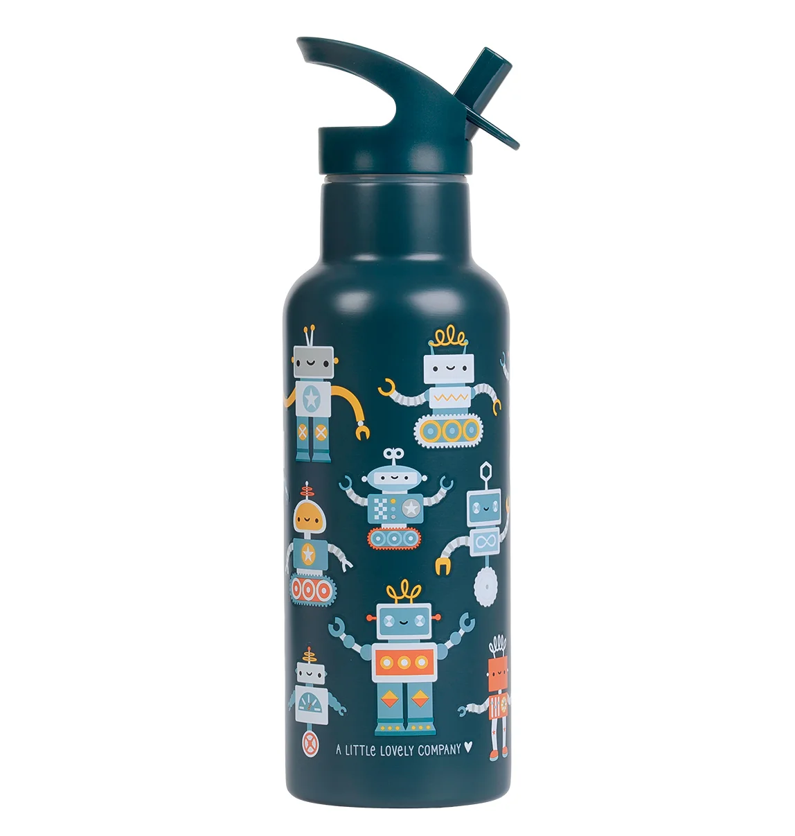 A Little Lovely Company nerezová láhev na pití, 500 ml - roboti