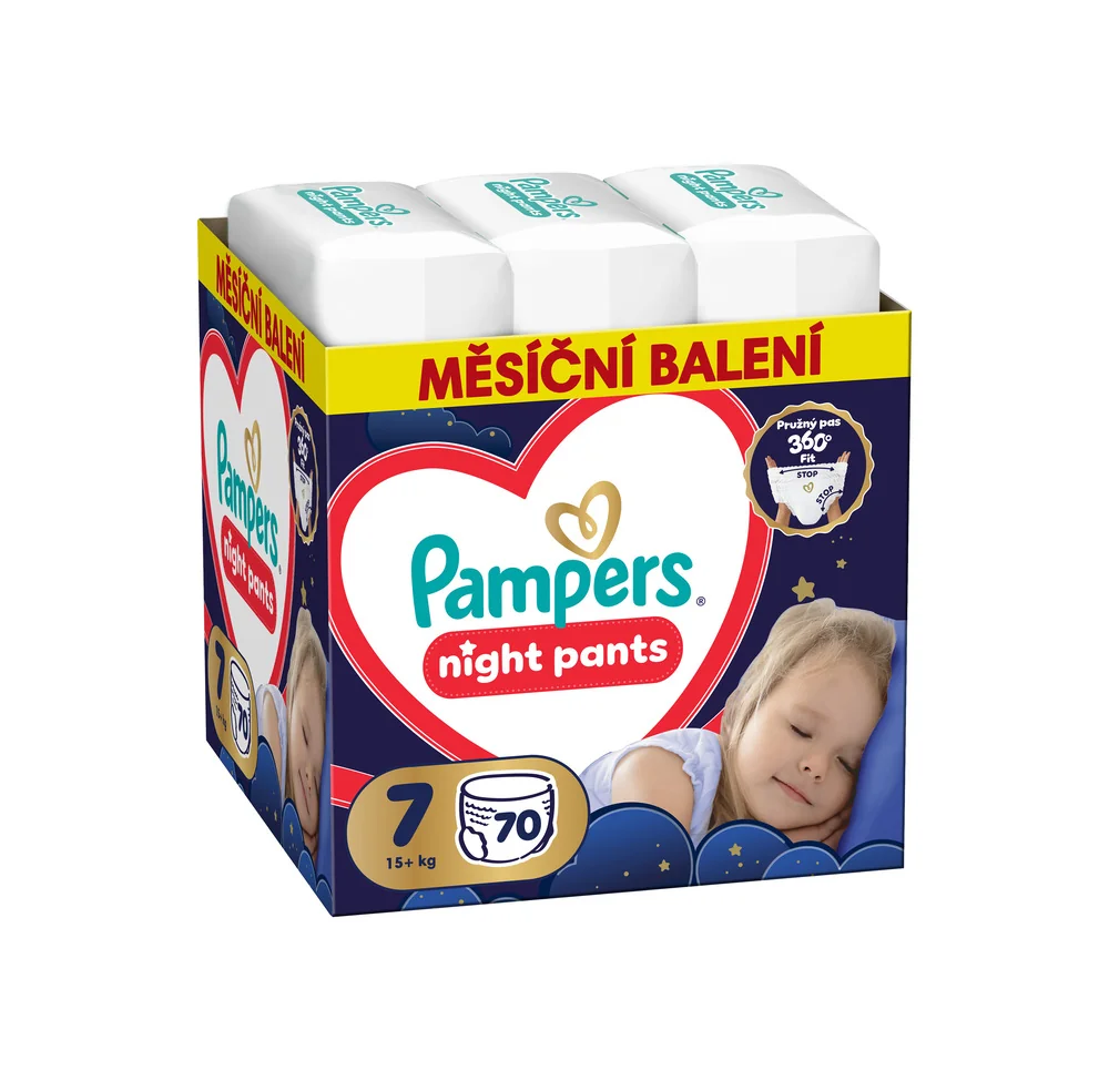 Pampers Night Pants vel. 7 15+ kg dětské plenkové kalhotky 70 ks