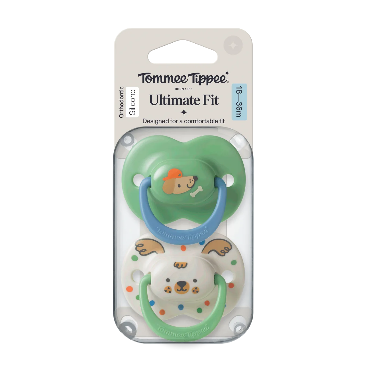 Tommee Tippee Silikonový dudlík Ultimate Fit Deco Boy 18-36m 2 ks více barevných variant