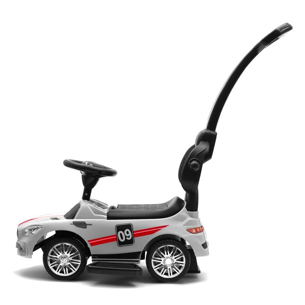 Baby Mix Dětské odrážedlo se zvukem a vodící tyčí  RACER bílé