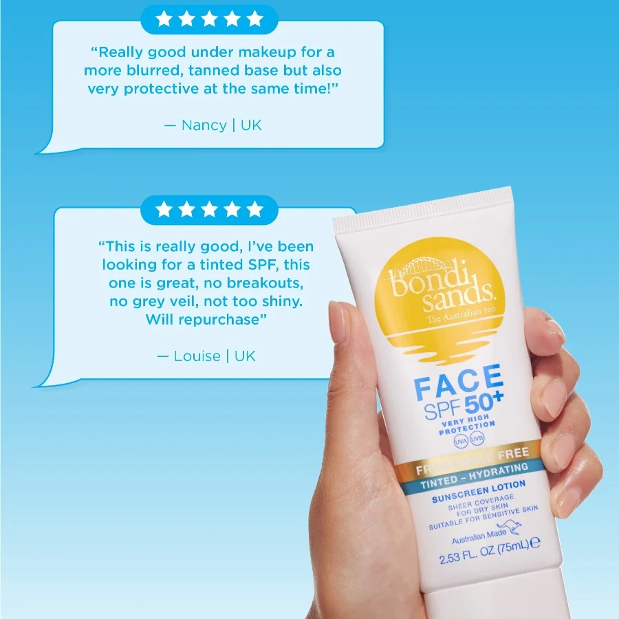 Bondi Sands Fragrance Free SPF50+ tónovací mléko na obličej 75 ml
