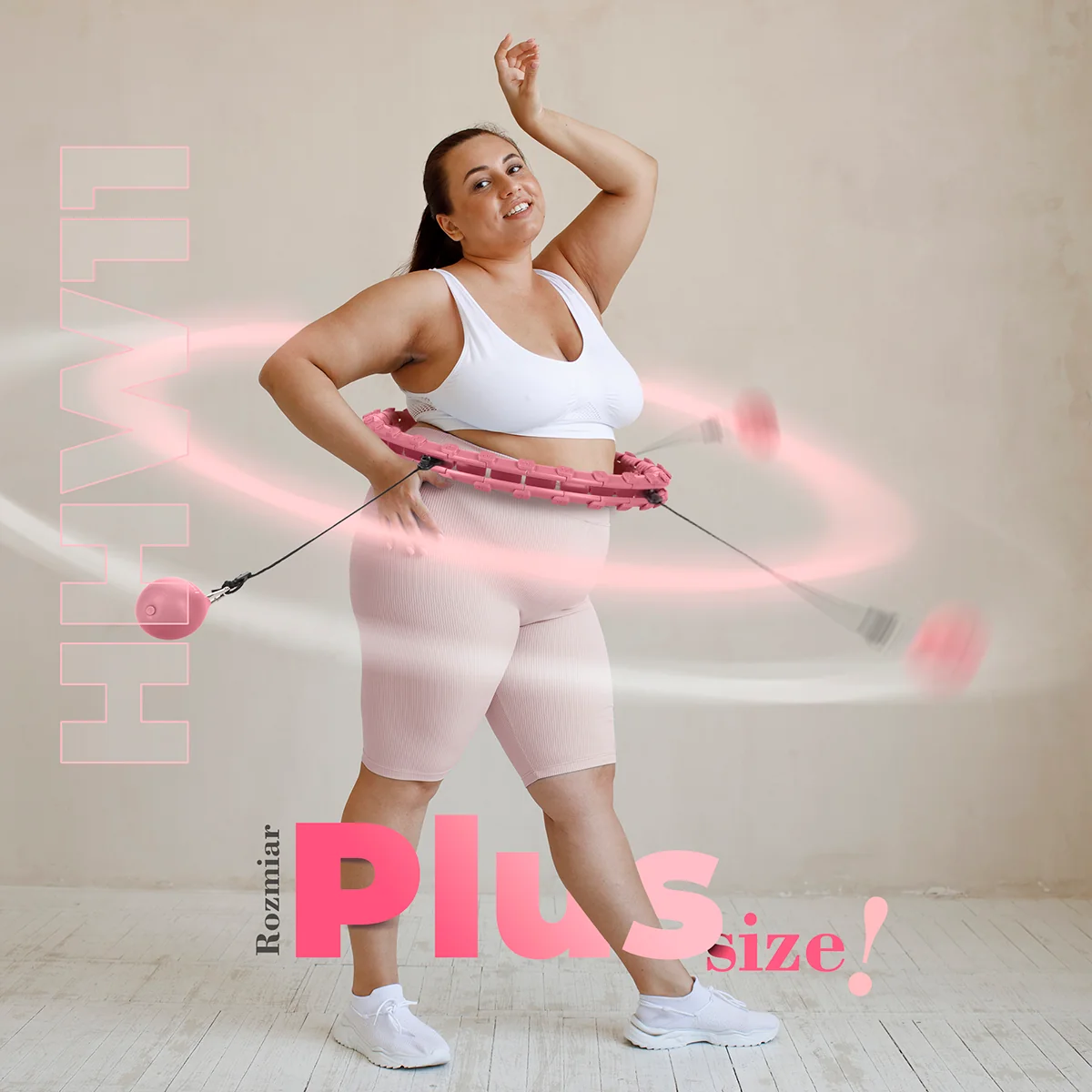 HMS Sada růžové masážní Hula Hoop se závažím HHW11