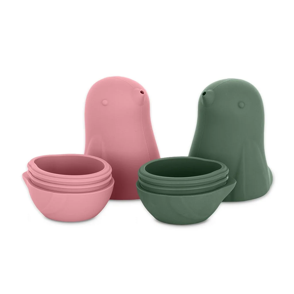 Petite&Mars Hračky silikonové do vody Love birds Rose Green 6m+