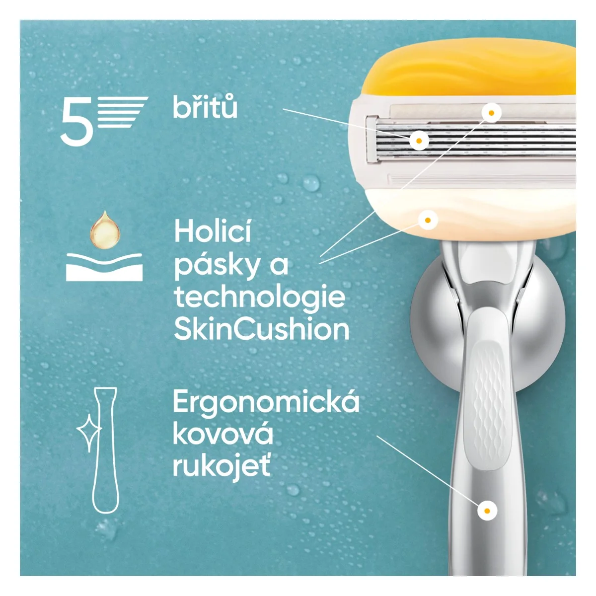 Gillette Venus Pro ComfortGlide Coconut holicí strojek, holicí hlavice + nástěnný držáček 3 ks