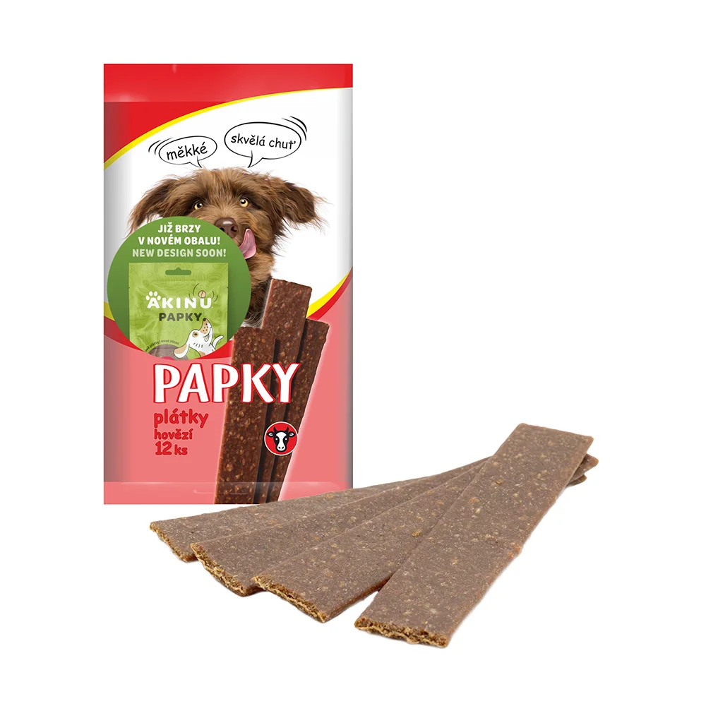 Akinu PAPKY Hovězí plátky pamlsek pro psy 12 x 12 ks
