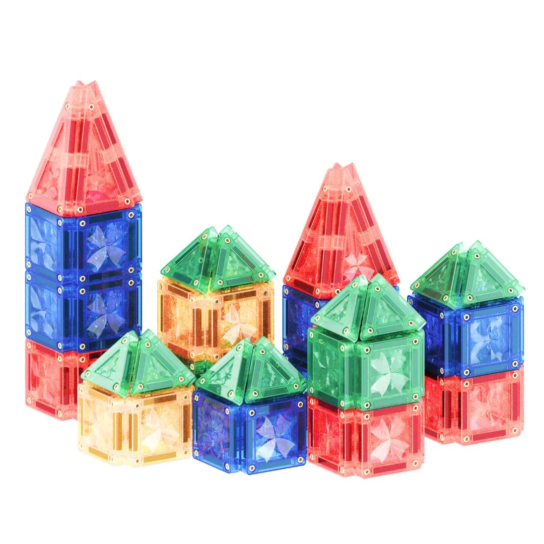 Cleverclixx Magnetická stavebnice Mini Tiles Pack Intense - 28 ks