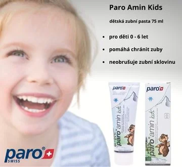 Paro Amin Kids dětská zubní pasta - pomáhá chránit zuby, pro děti 0-6 let Paro Amin Kids dětská zubní pasta - pomáhá chránit zuby, pro děti 0-6 let