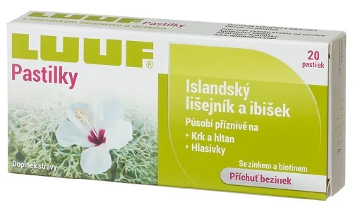 LUUF ® pastilky, Islandský lišejník a ibišek LUUF ® pastilky, Islandský lišejník a ibišek
