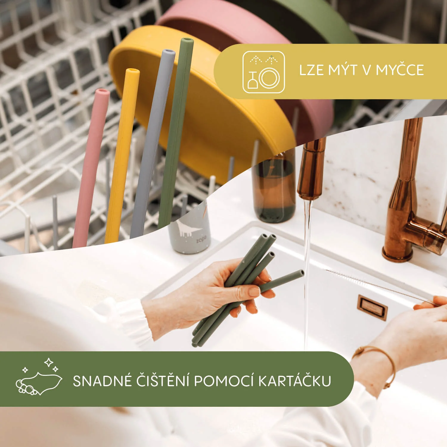 Zopa Silikonové brčko 4ks, Dove Grey 2
