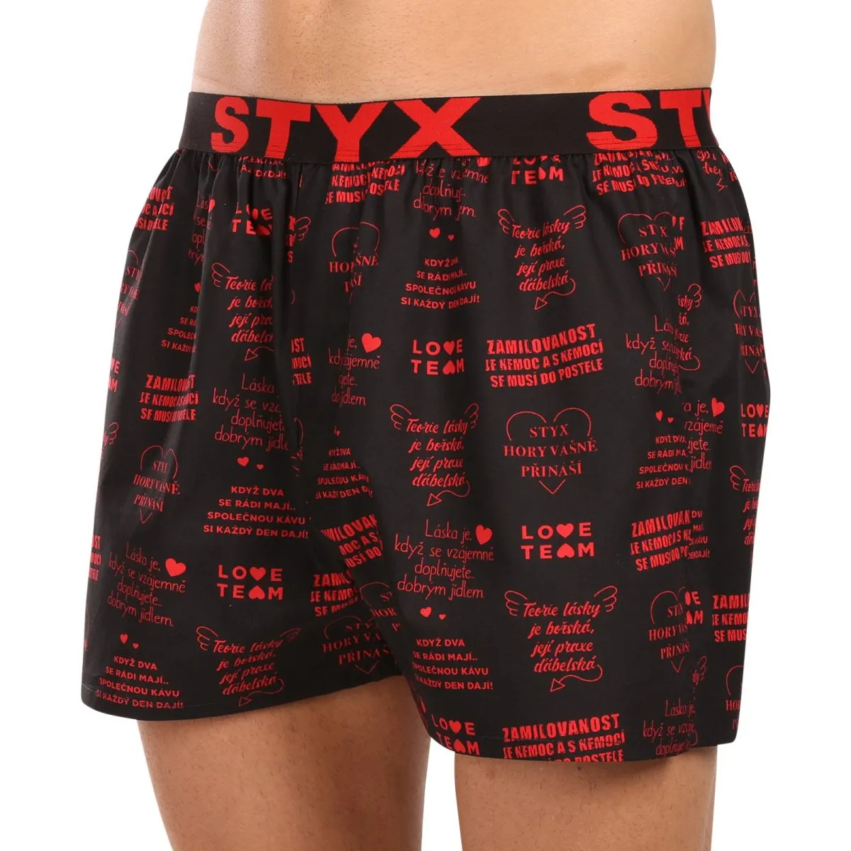Styx Pánské trenky art sportovní guma Valentýn texty (B1757) XL