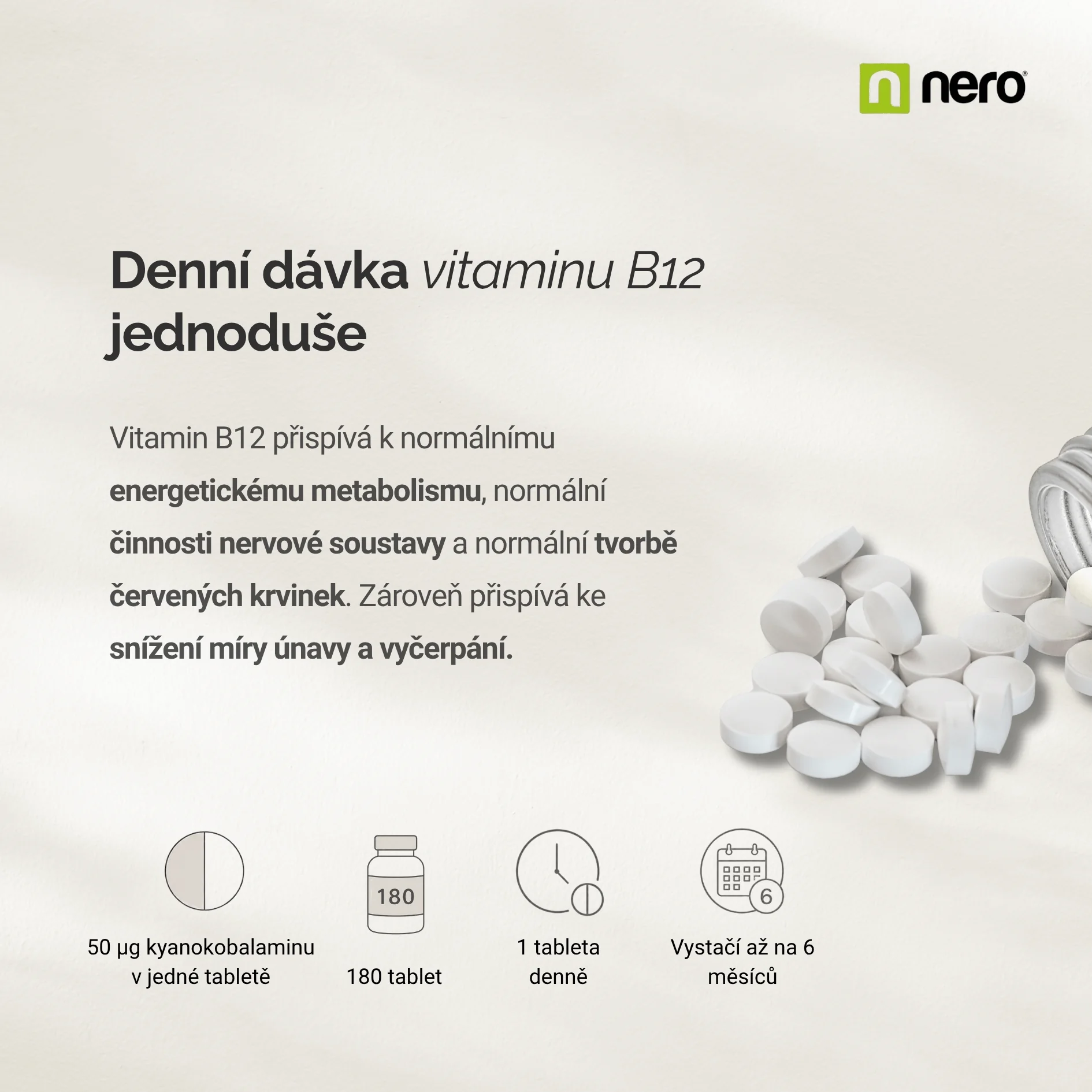 NERO Vitamin B12 Cyanocobalamin Premium 180 tablet