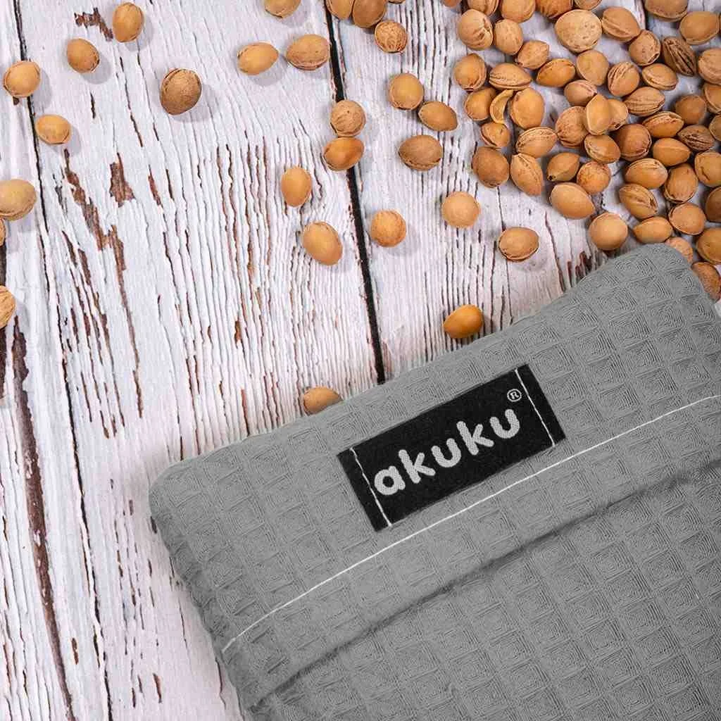 Akuku Nahřívací mušelínový polštářek s višňovými pecičkami - šedý