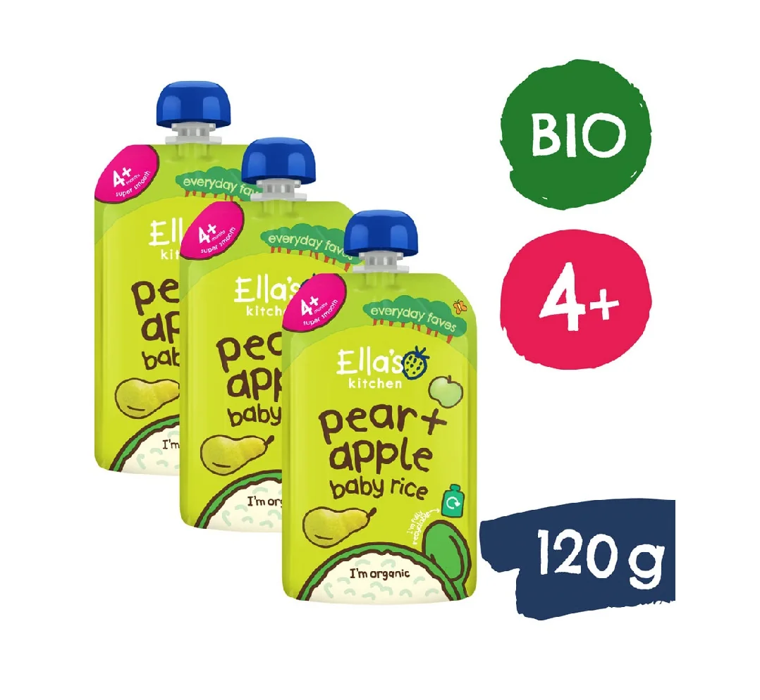 Ellas Kitchen BIO Dětská rýže Hruška a jablko kapsička 120 g