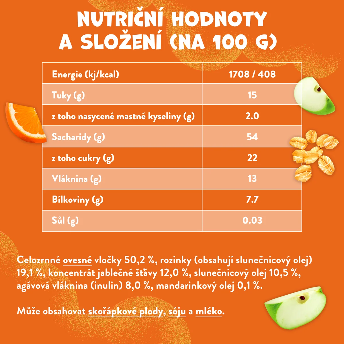 Goodies Ovesná tyčinka Mandarinka a Jablko 23 g
