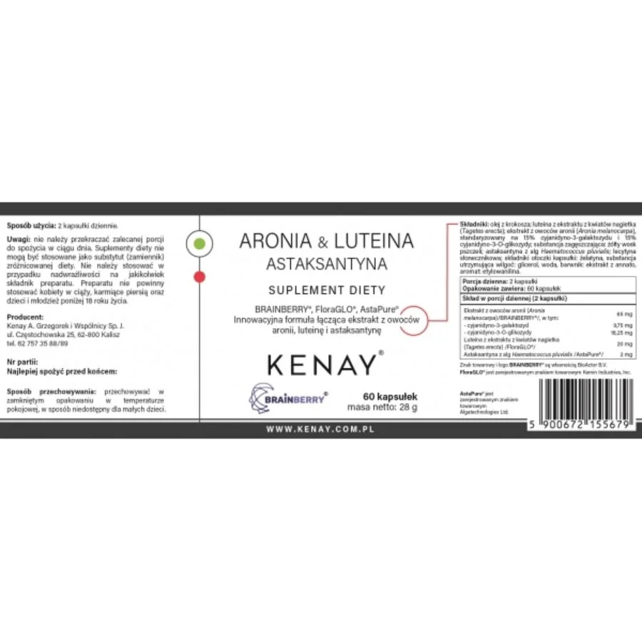 Kenay Aronia Lutein Astaxanthin 60 kapslí