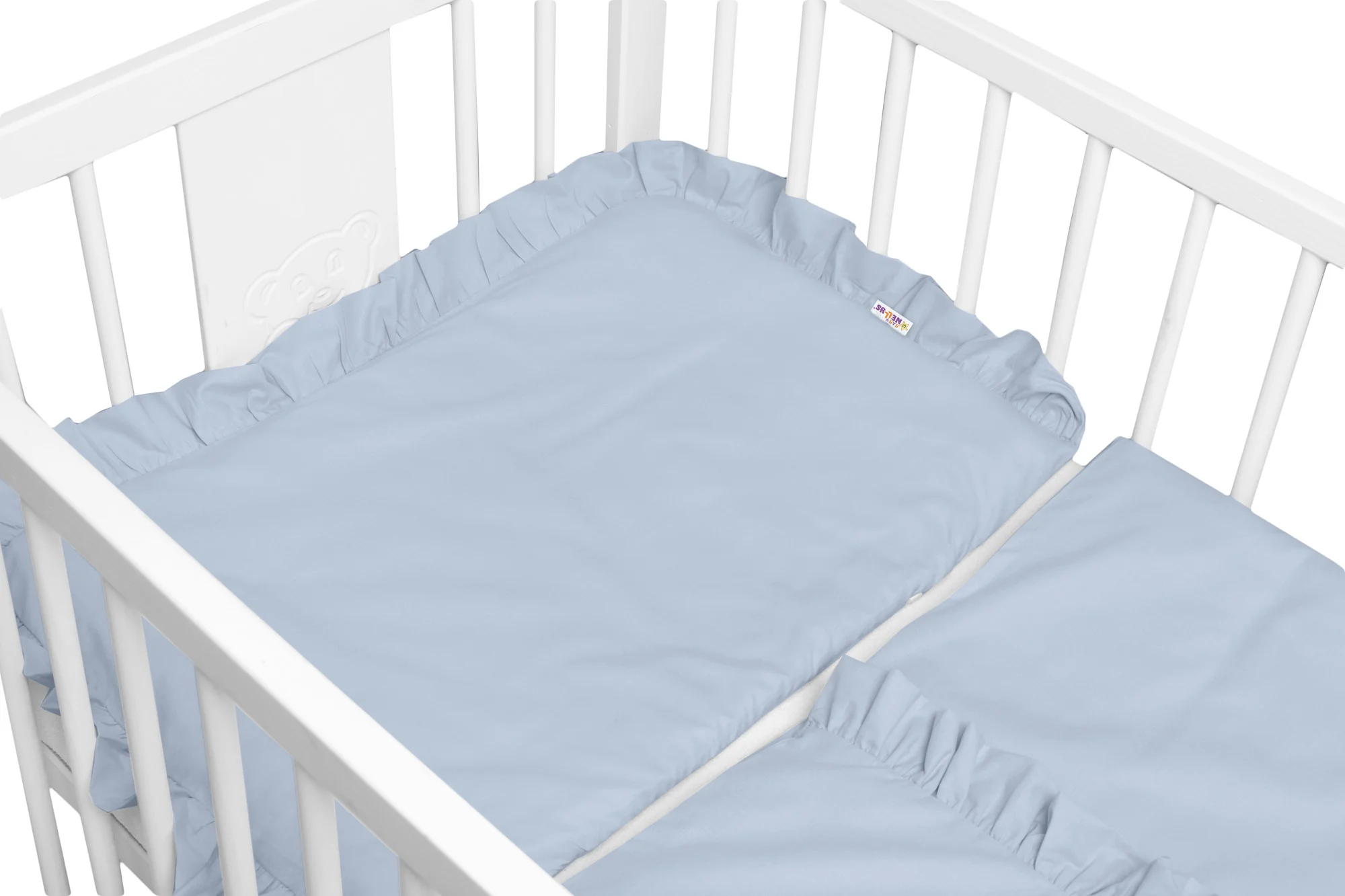 Baby Nellys 2-dílné bavlněné povlečení s volánkem SOFT,  jeans, modrá