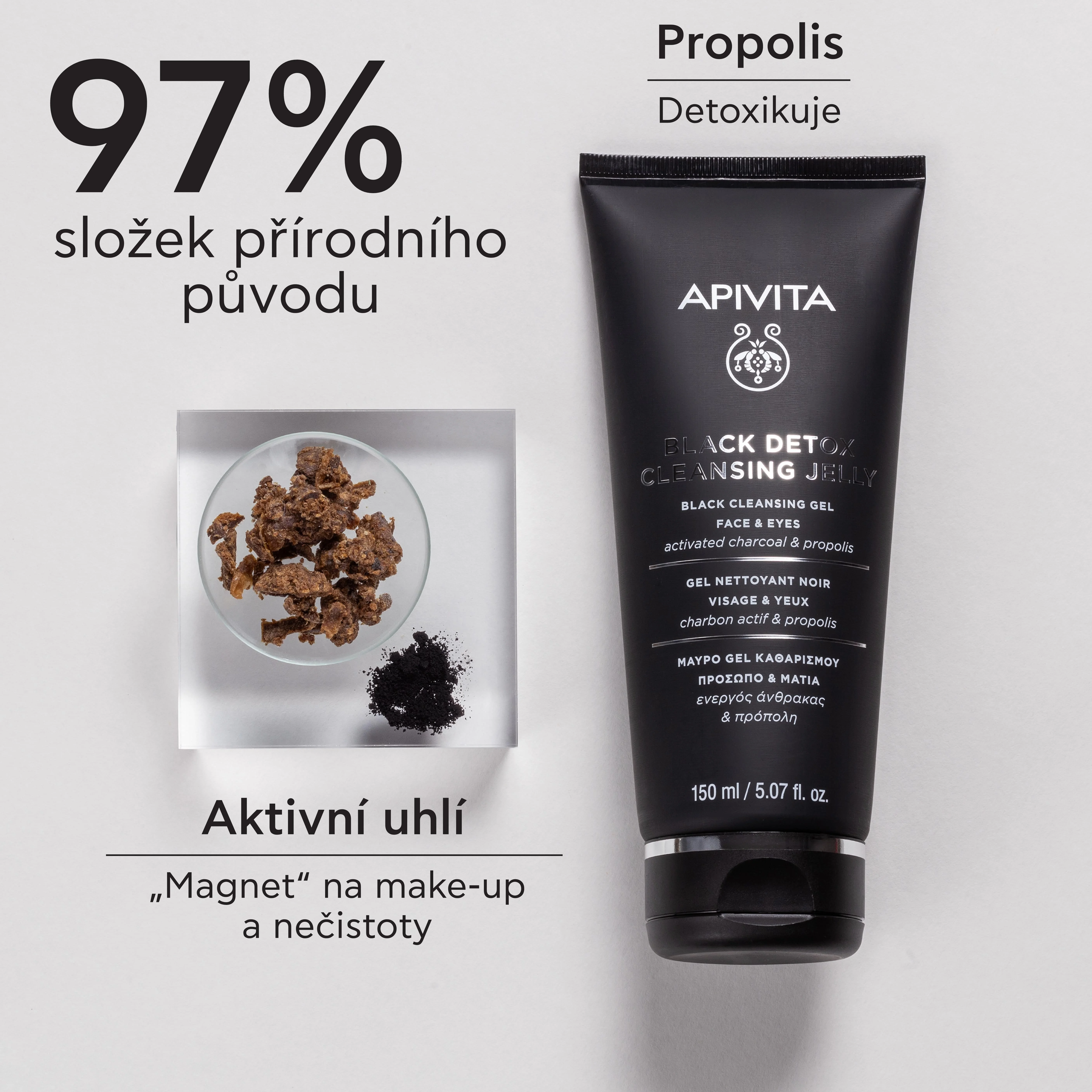 APIVITA Black Detox Cleansing Jelly černý čisticí gel 150 ml