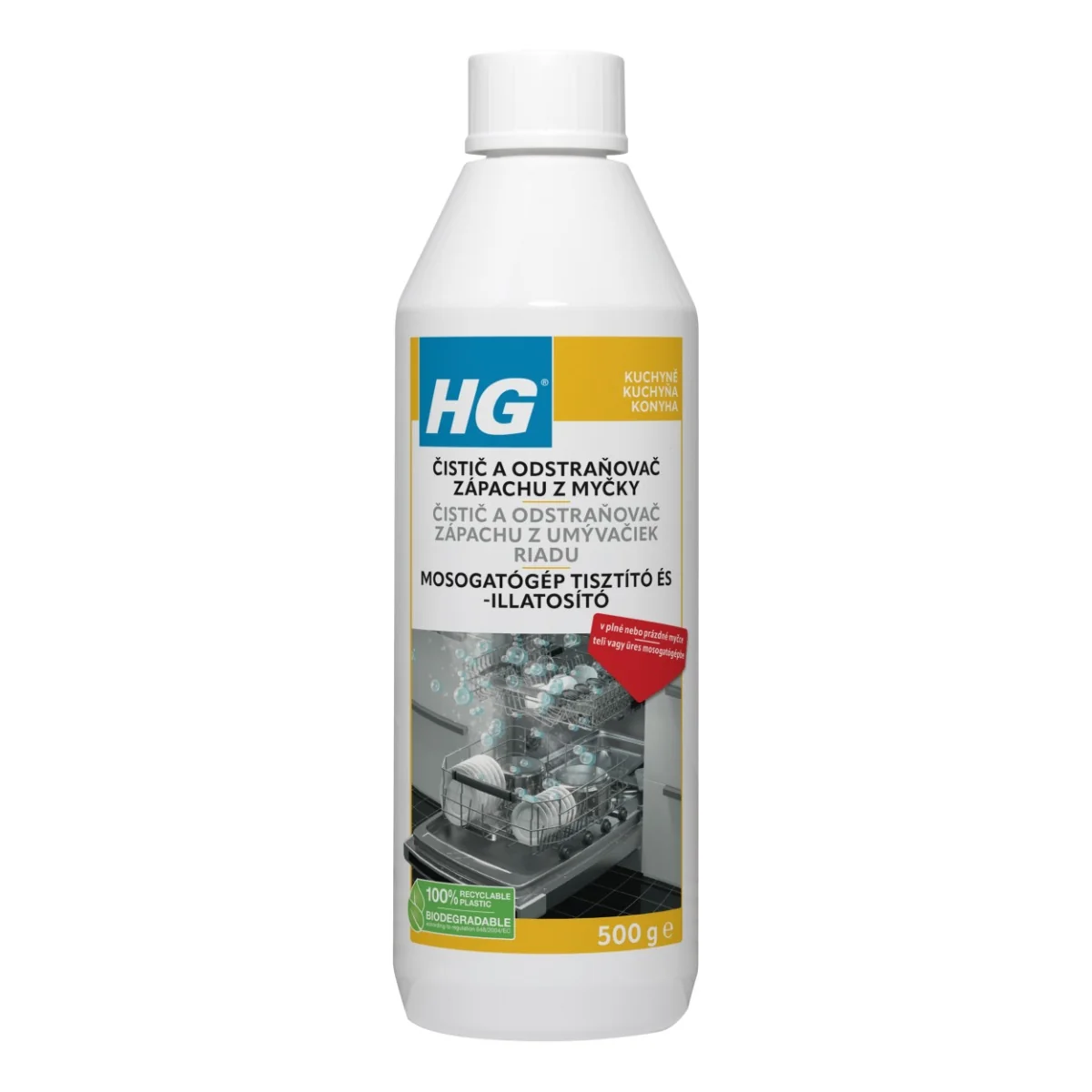 HG Čistič a odstraňovač zápachu z myčky 500 ml