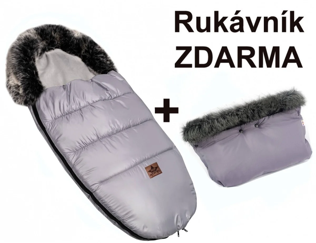 Baby Nellys Zimní fusak s kožešinou, rukávník zdarma, 50 x 100cm, šedý