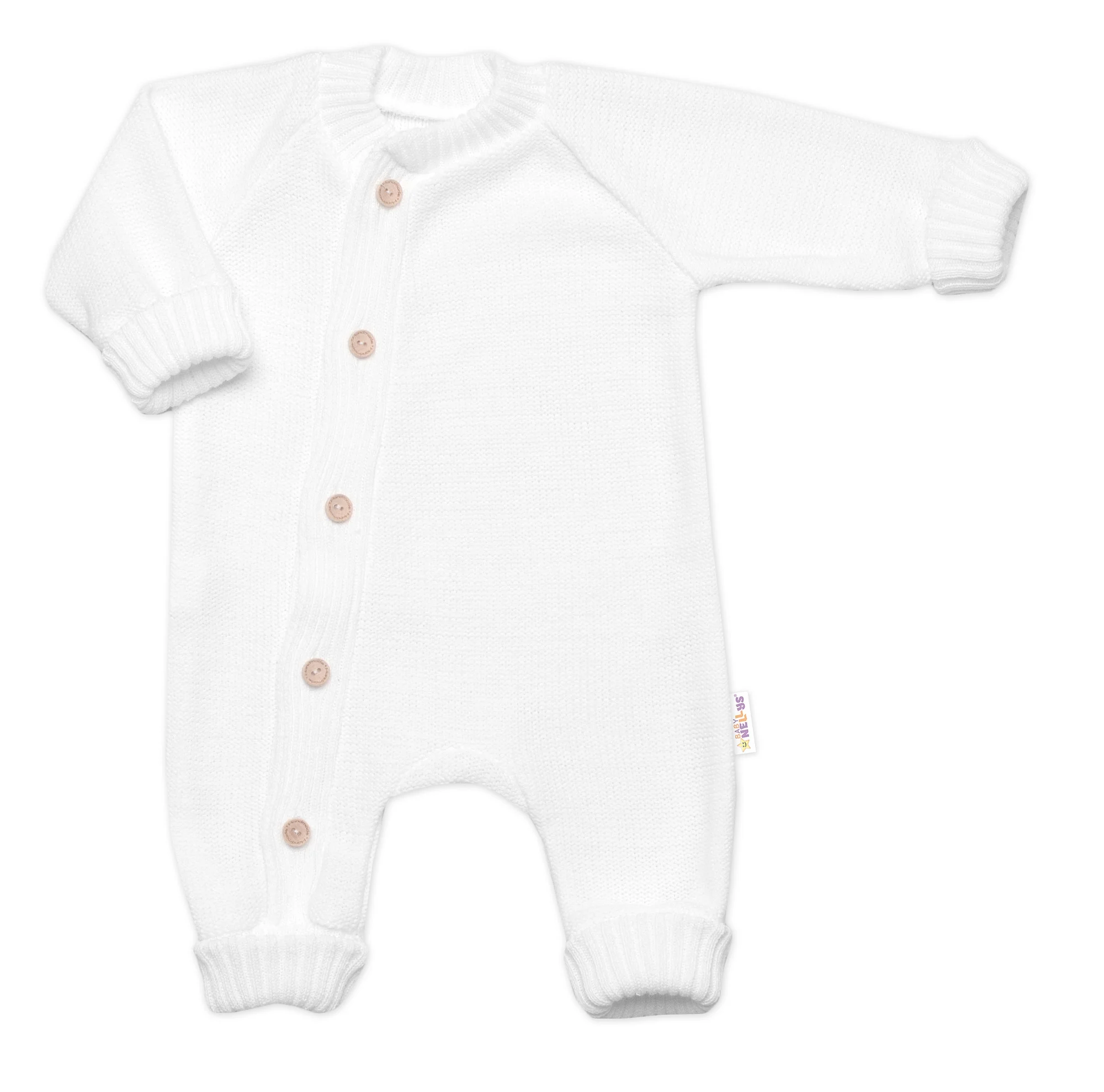 Baby Nellys Pletený overálek s knoflíčky zap. bokem, Hand Made, bílý,62