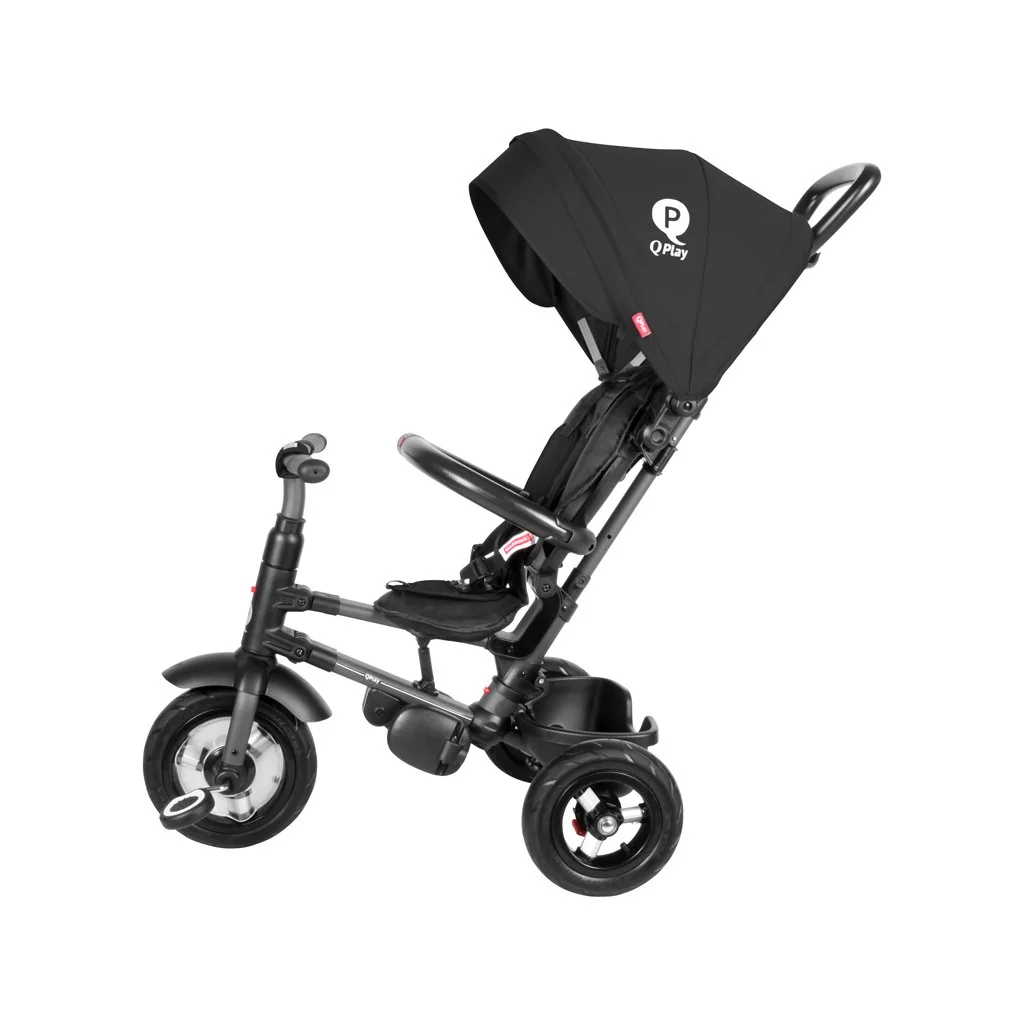 QPlay Tříkolka Rito air gel (Rubber) Black, věk 10-72 měsíců