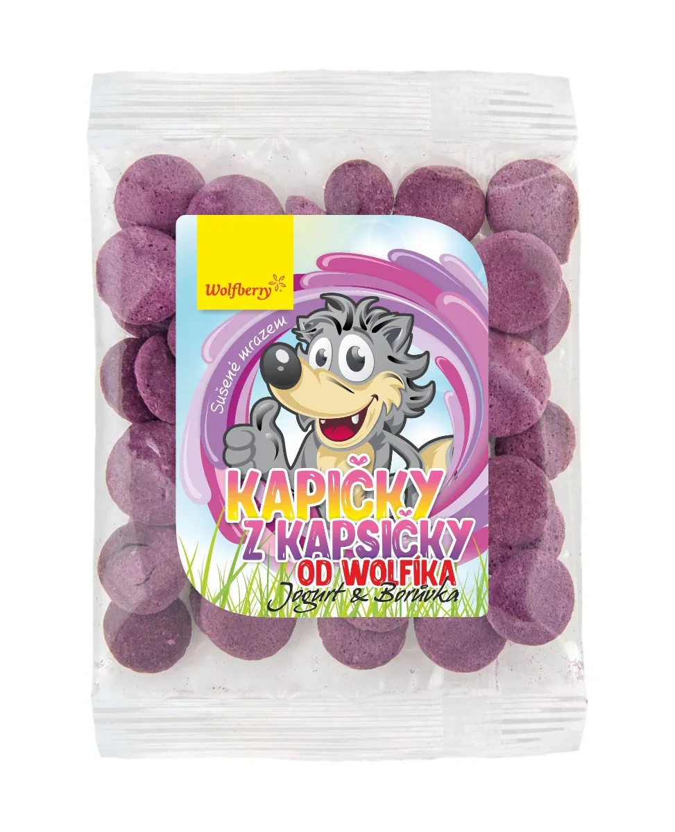 Wolfberry Kapičky z kapsičky od Wolfíka BIO jogurt borůvka 17 g