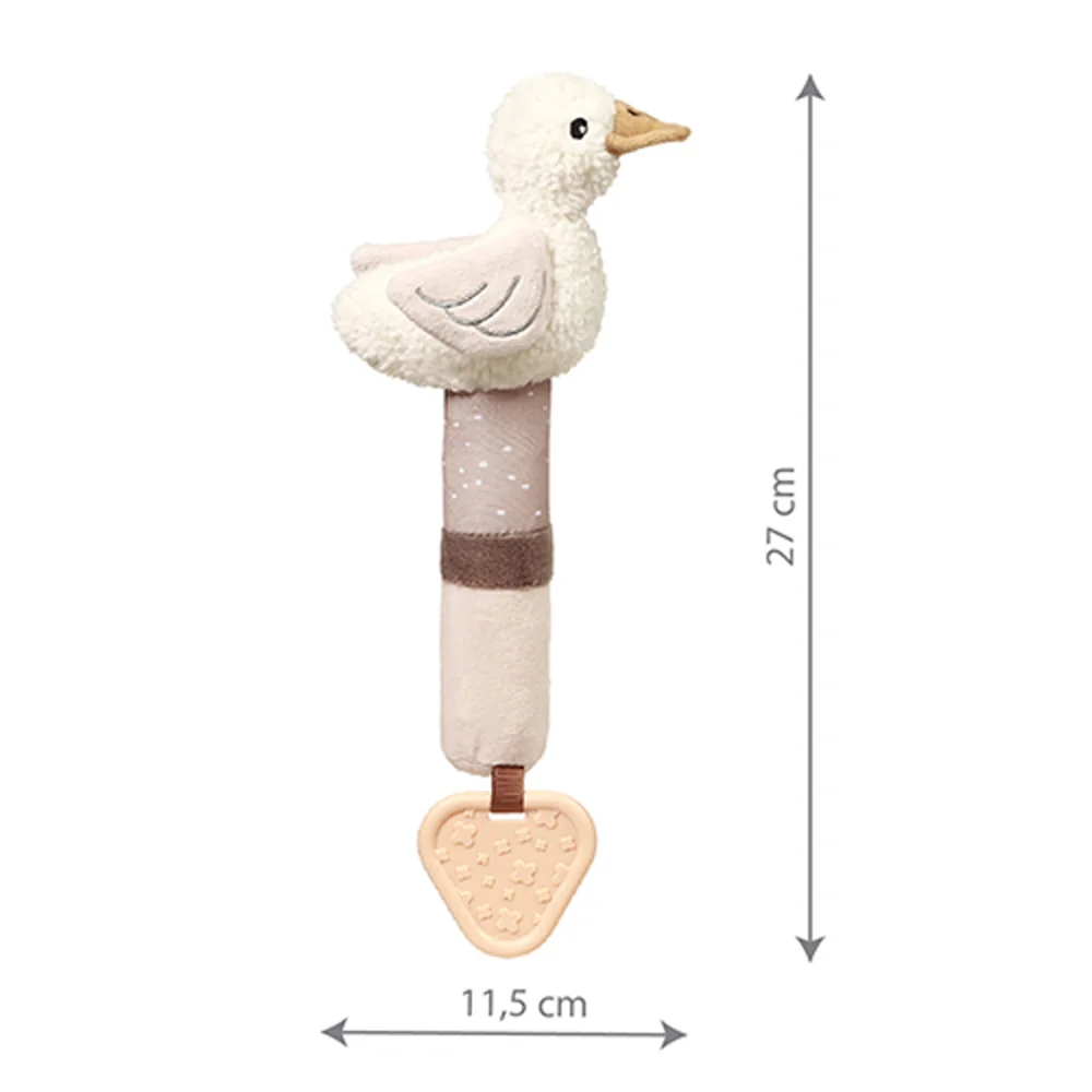 Babyono Plyšová hračka s pískátkem a kousátkem GOOSE ZOE, krémová