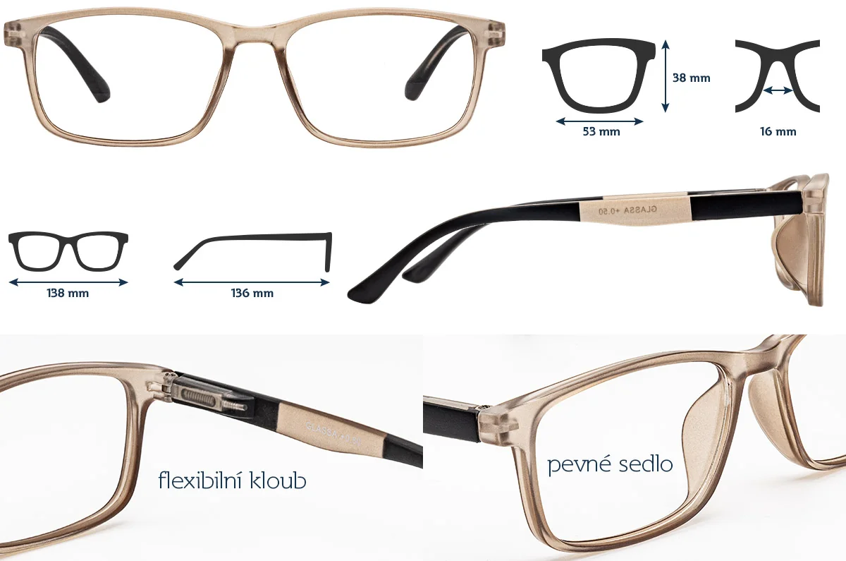Glassa Brýle na čtení G 326 +2,00 hnědé
