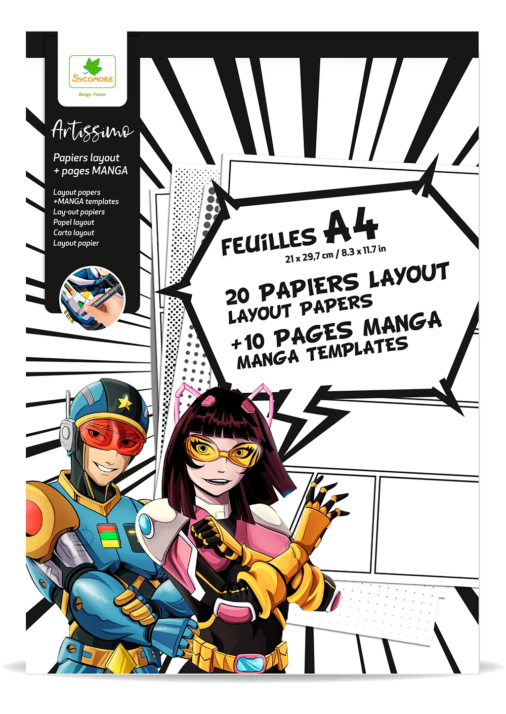 Sycomore Artissimo - layout papíry A4 + textury - Manga