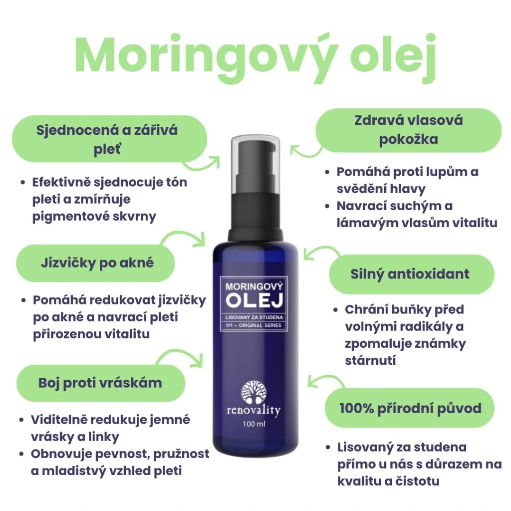 Renovality Moringový olej lisovaný za studena 100 ml