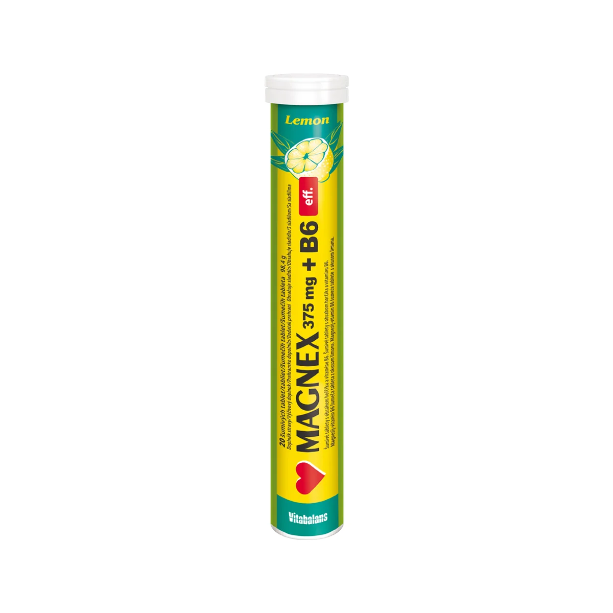 Vitabalans Magnex 375mg + B6 citron 2x20 šumivých tablet